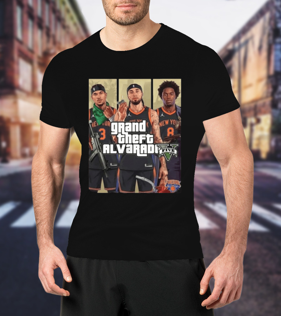 Grand Theft Alvarado Five New York Basketball T-Shirt