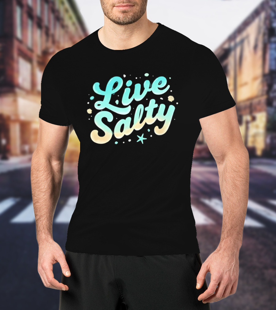 Live Salty Sea Lovers Ocean Vibes Starfish Shells T-Shirt