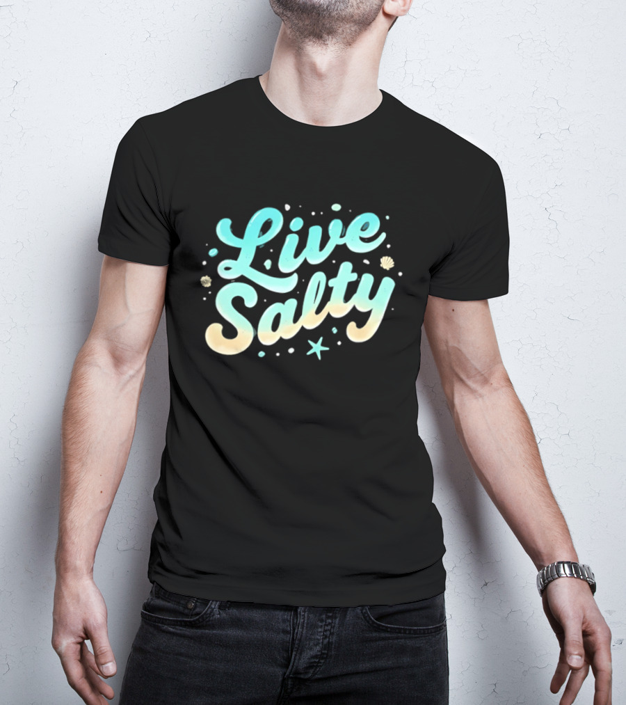 Live Salty Sea Lovers Ocean Vibes Starfish Shells T-Shirt