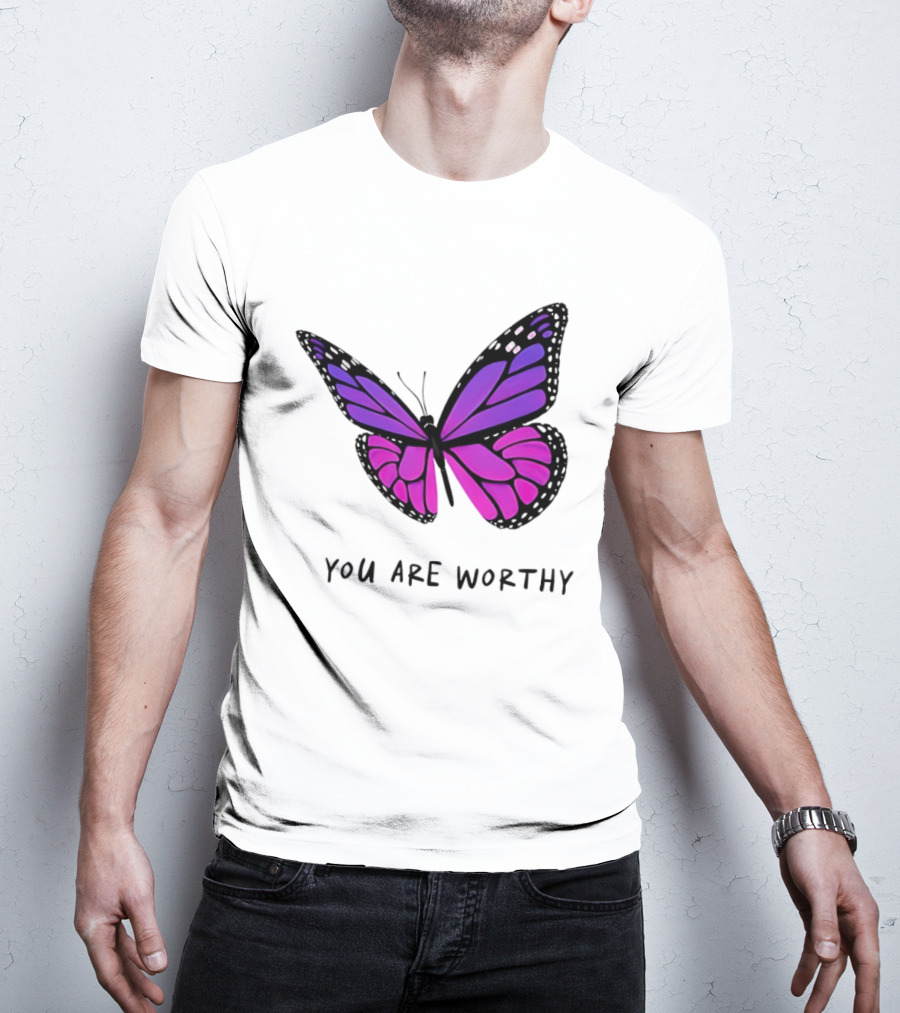 You Are Worthy Butterfly Purple Pink T-Shirt