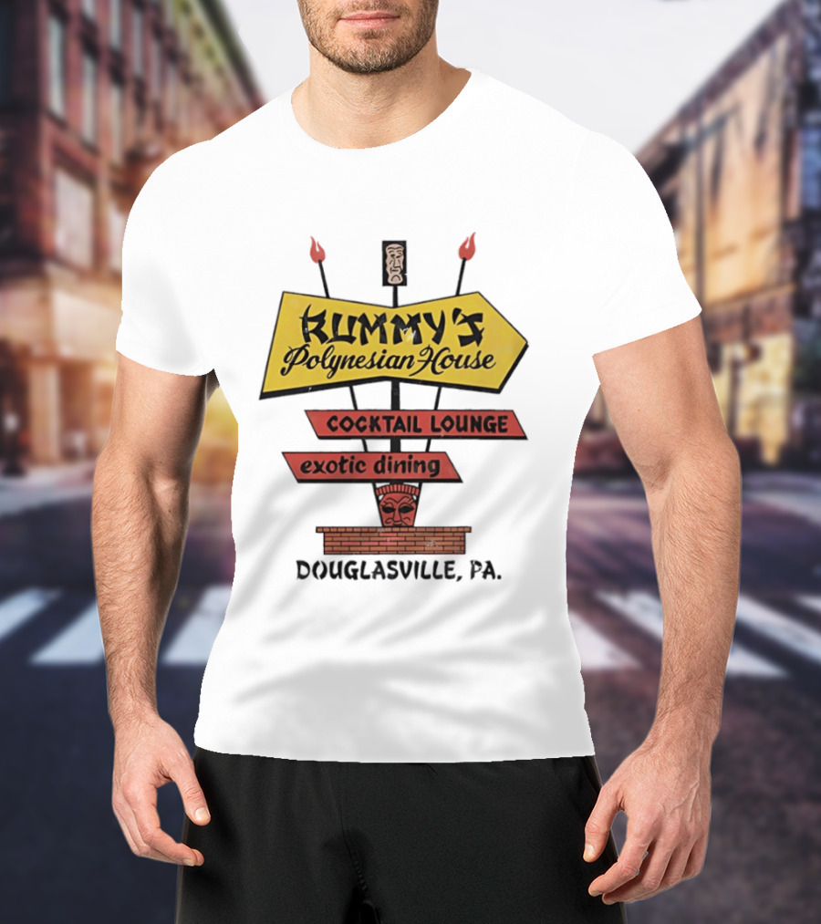 Rummy's Polynesian House Cocktail Lounge Exotic Dining Douglasville PA Tiki Bar T-Shirt