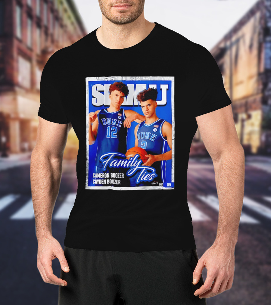 SLAMU Cameron And Cayden Boozer Duke Blue Devils Family Ties Basketball T-Shirt
