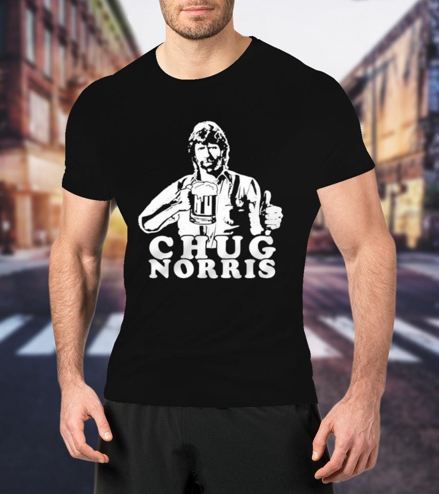 Chug Norris Drinking Beer Thumbs Up T-Shirt