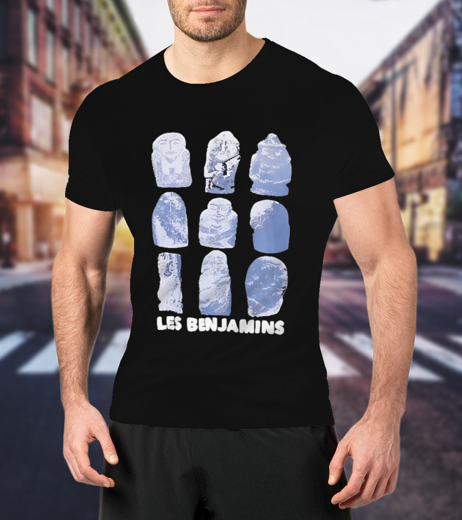 Les Benjamins Stylized Blue Stone Figures Collection T-Shirt