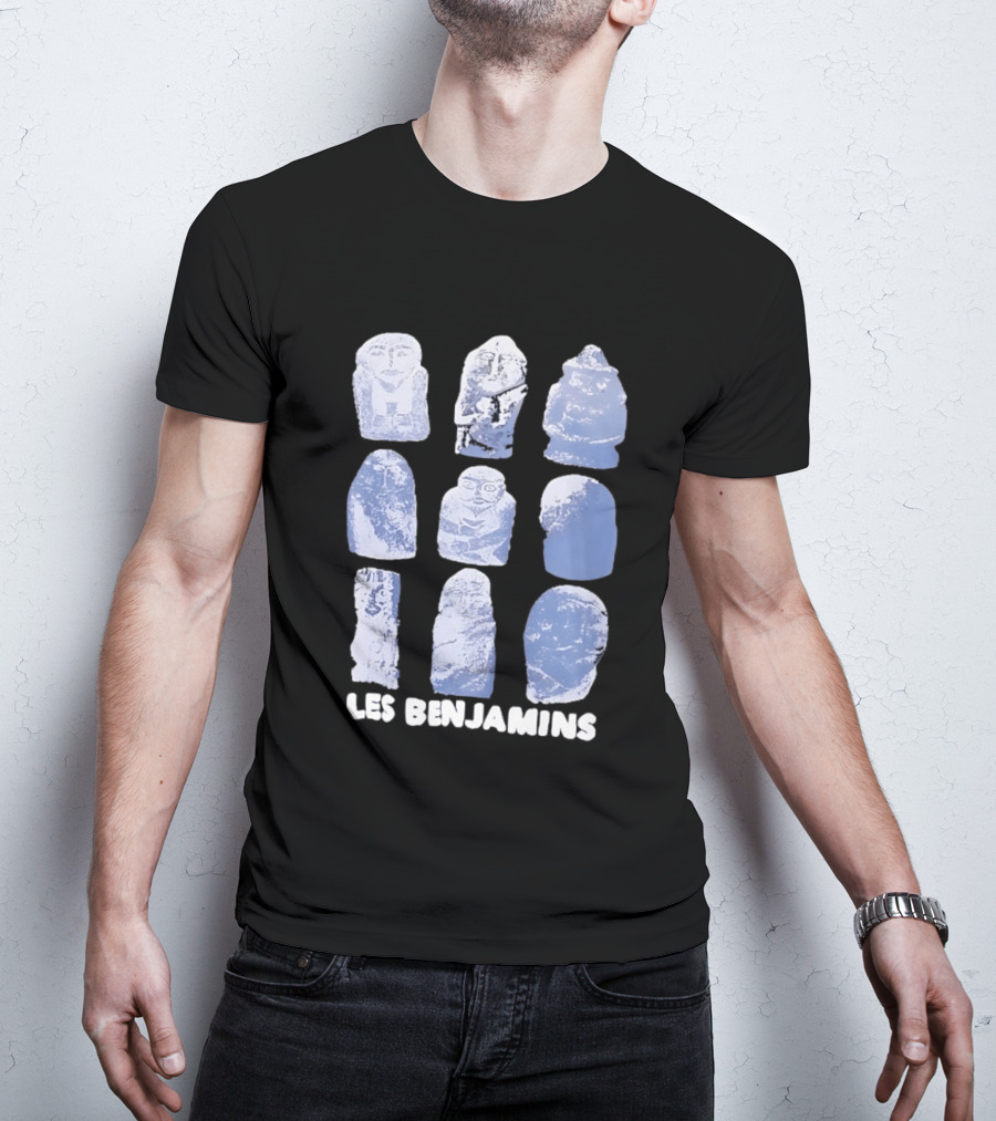 Les Benjamins Stylized Blue Stone Figures Collection T-Shirt