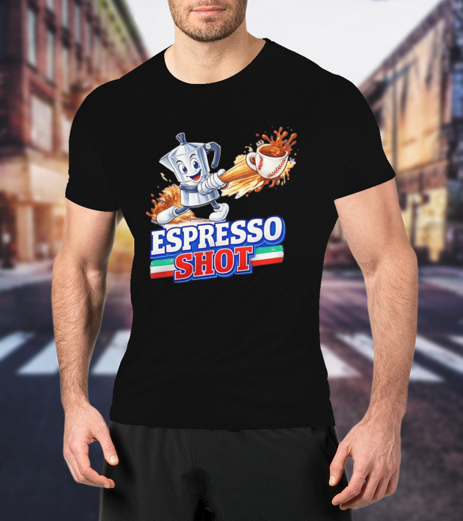 Espresso Shot Moka Pot Baseball Italy Flag T-Shirt