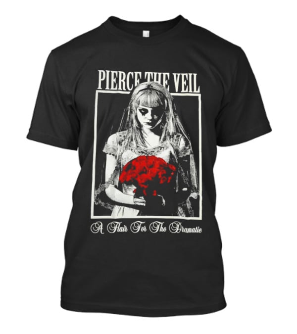 Pierce The Veil A Flair For The Dramatic Bride With Red Flowers T-Shirt
