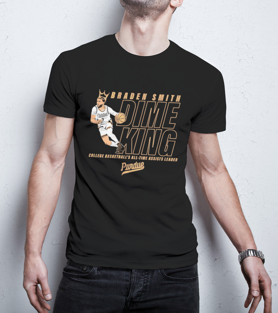 Braden Smith Dime King College Basketball's All Time Assists Leader Purdue T-Shirt