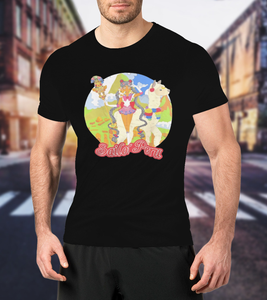 Sailor Moon Sailor Peru Anime Crossover With Llama And Traditional Peruvian T-Shirt