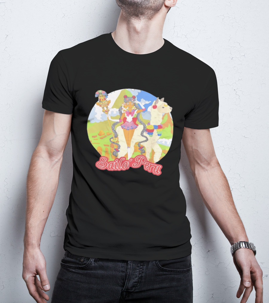 Sailor Moon Sailor Peru Anime Crossover With Llama And Traditional Peruvian T-Shirt