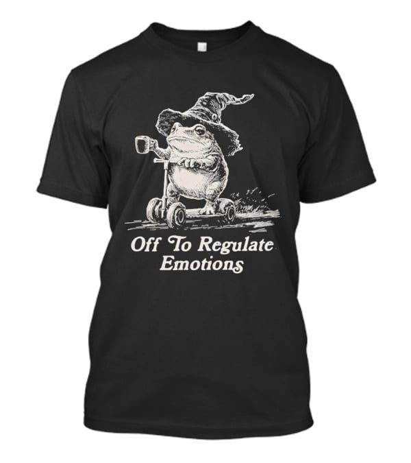 Wizard Frog Riding Scooter Off To Regulate Emotions T-Shirt