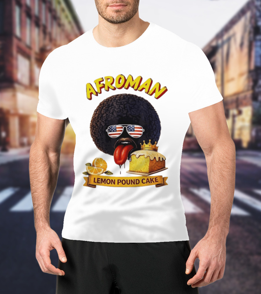 Afroman Lemon Pound Cake Sunglasses Tongue Crown Lemons T-Shirt