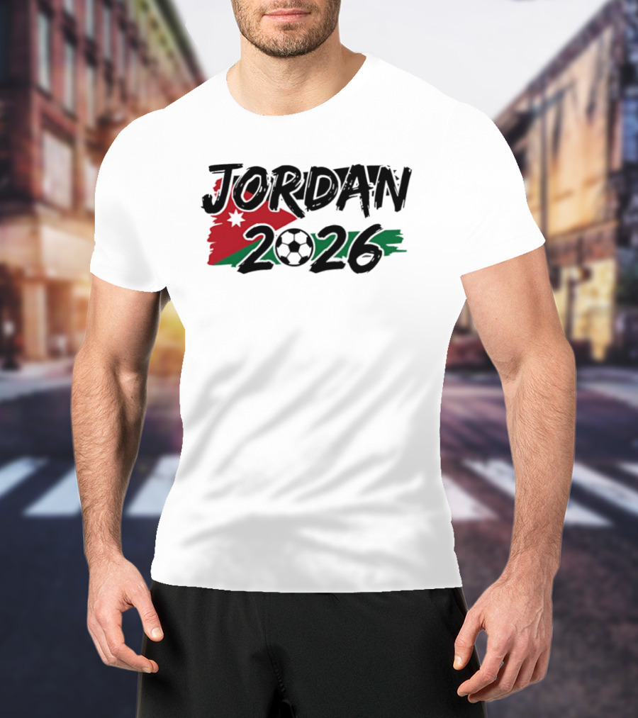 Jordan 2026 World Cup Soccer Team Flag Map Football T-Shirt