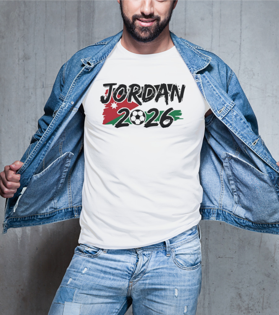Jordan 2026 World Cup Soccer Team Flag Map Football T-Shirt