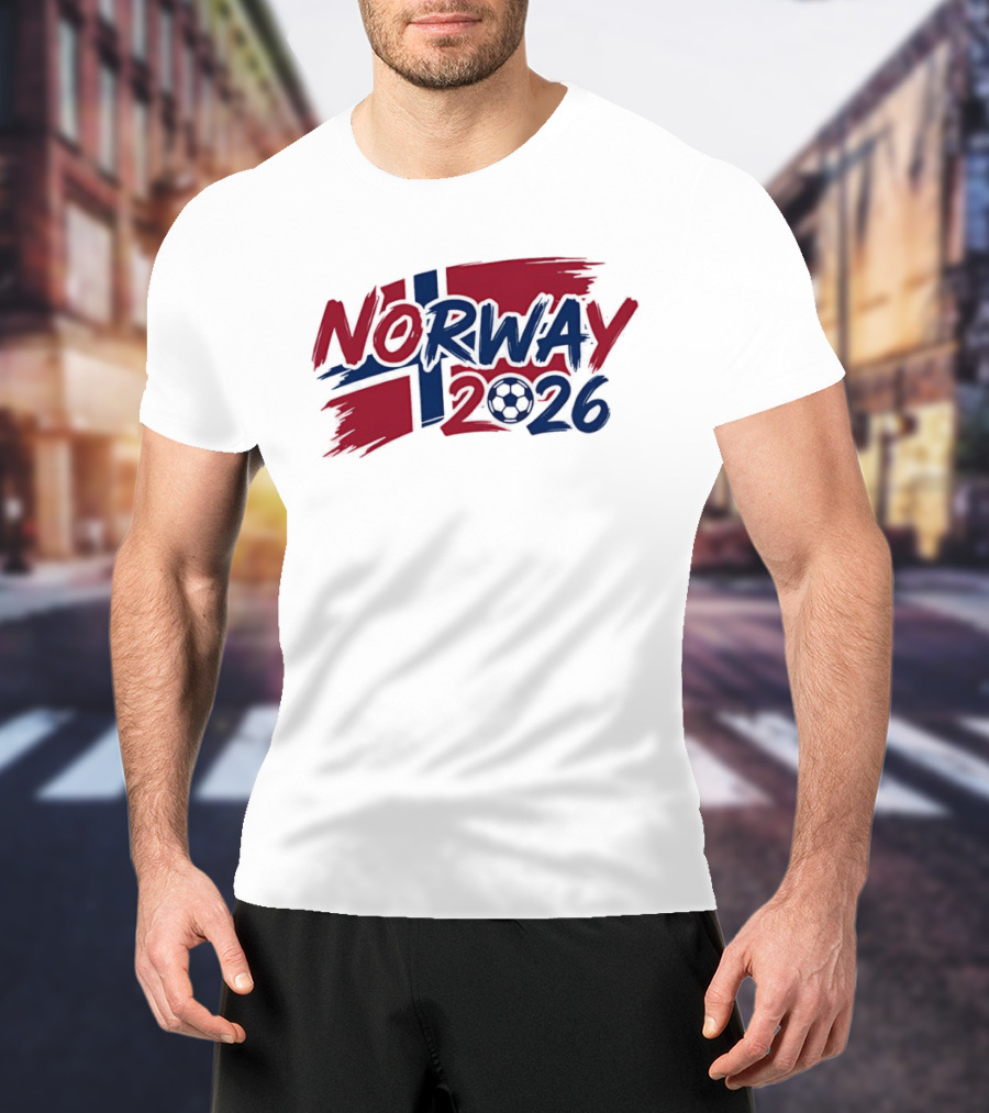 Norway 2026 Soccer National Team Flag Style Soccer Ball T-Shirt