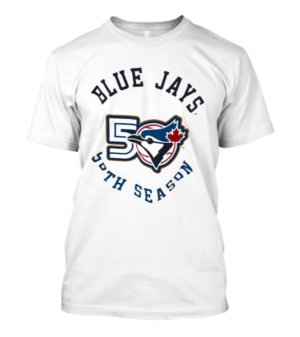 Blue Jays 50th Season Anniversary Retro Logo With Maple Leaf And Baseball T-Shirt