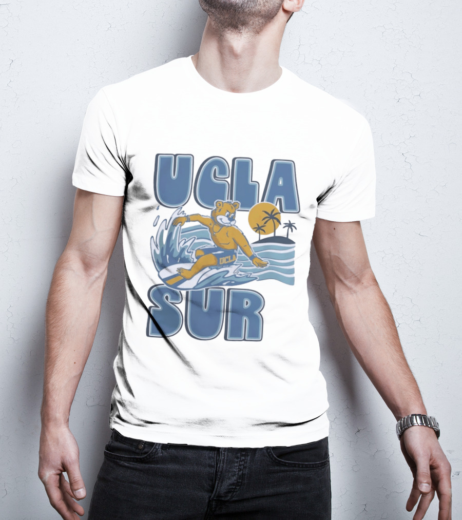 UCLA Joe Bruin Surfing Waves With Palm Trees And Sun T-Shirt