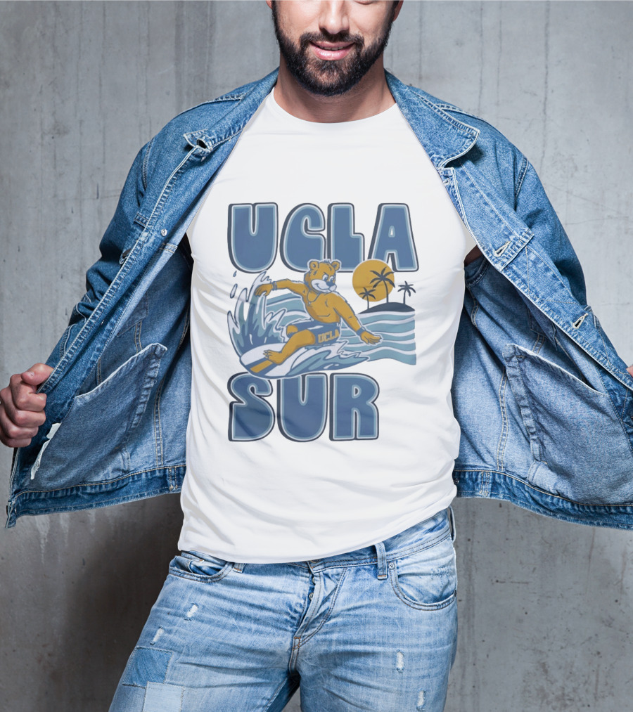 UCLA Joe Bruin Surfing Waves With Palm Trees And Sun T-Shirt