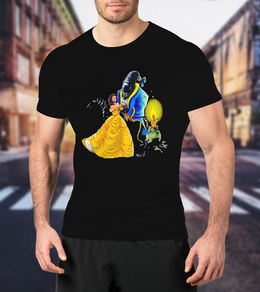 Belle Beauty And The Xenomorph Alien Monster Dance Candelabra T-Shirt