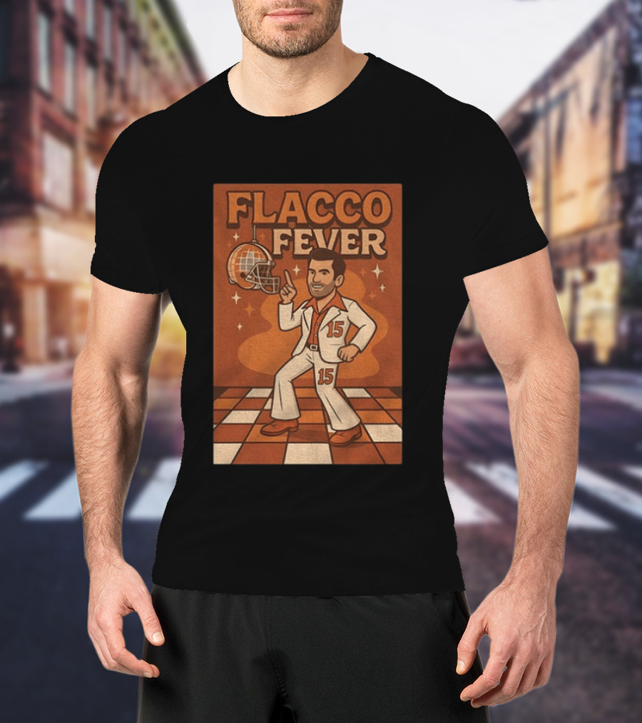 Flacco Fever Cleveland Browns 15 Football Retro Disco T-Shirt