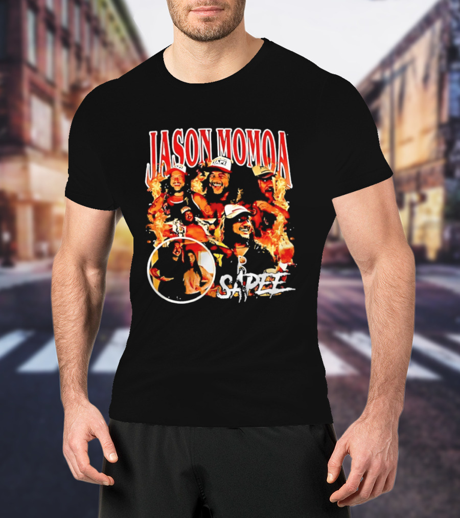 Jason Momoa Sapee Blazing Fire Faces T-Shirt