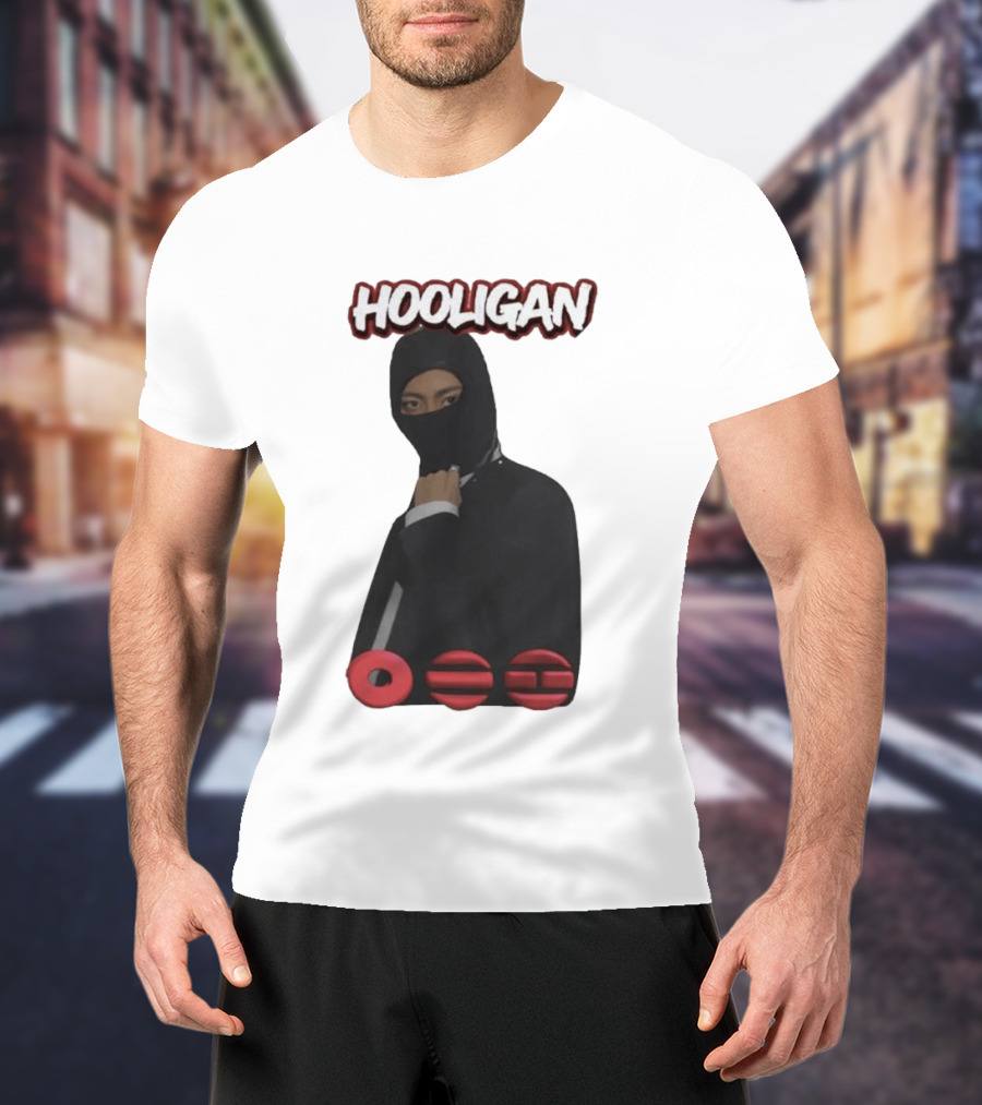 Hooligan Masked Style With BTS Concert Red Accents T-Shirt