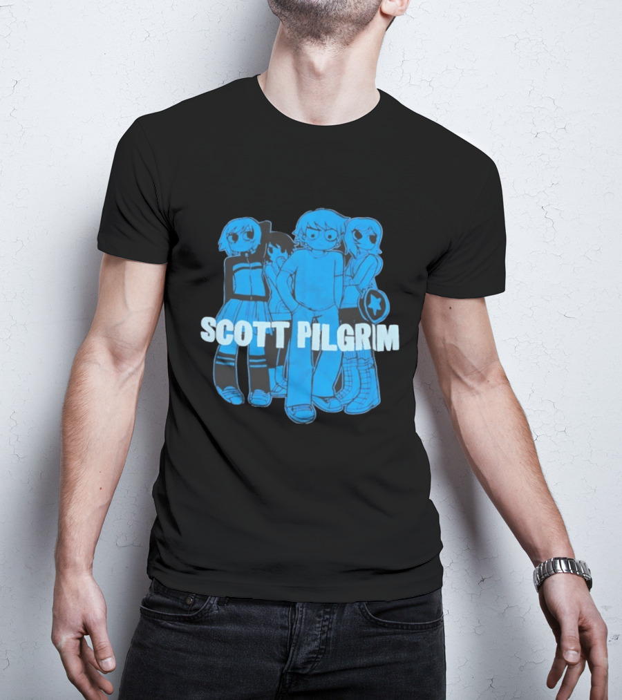 Scott Pilgrim Characters Group Blue T-Shirt