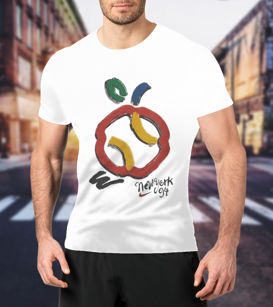 New York 94 Apple With Nike Swoosh And Abstract T-Shirt
