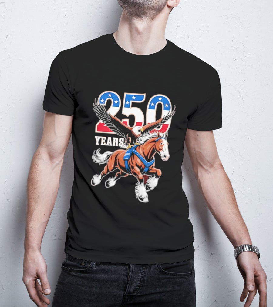 250 Years American Eagle Horse Patriotic Celebration T-Shirt