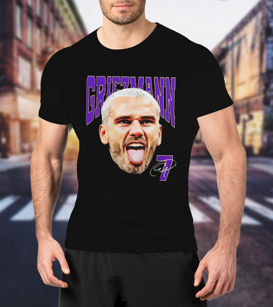 Antoine Griezmann Expression Purple Text Number 7 T-Shirt