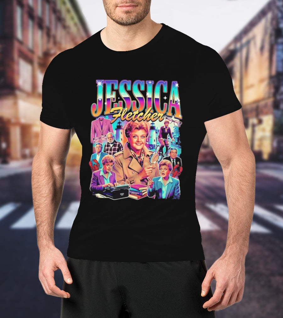 Jessica Fletcher Angela Lansbury Murder She Wrote Retro Collage T-Shirt