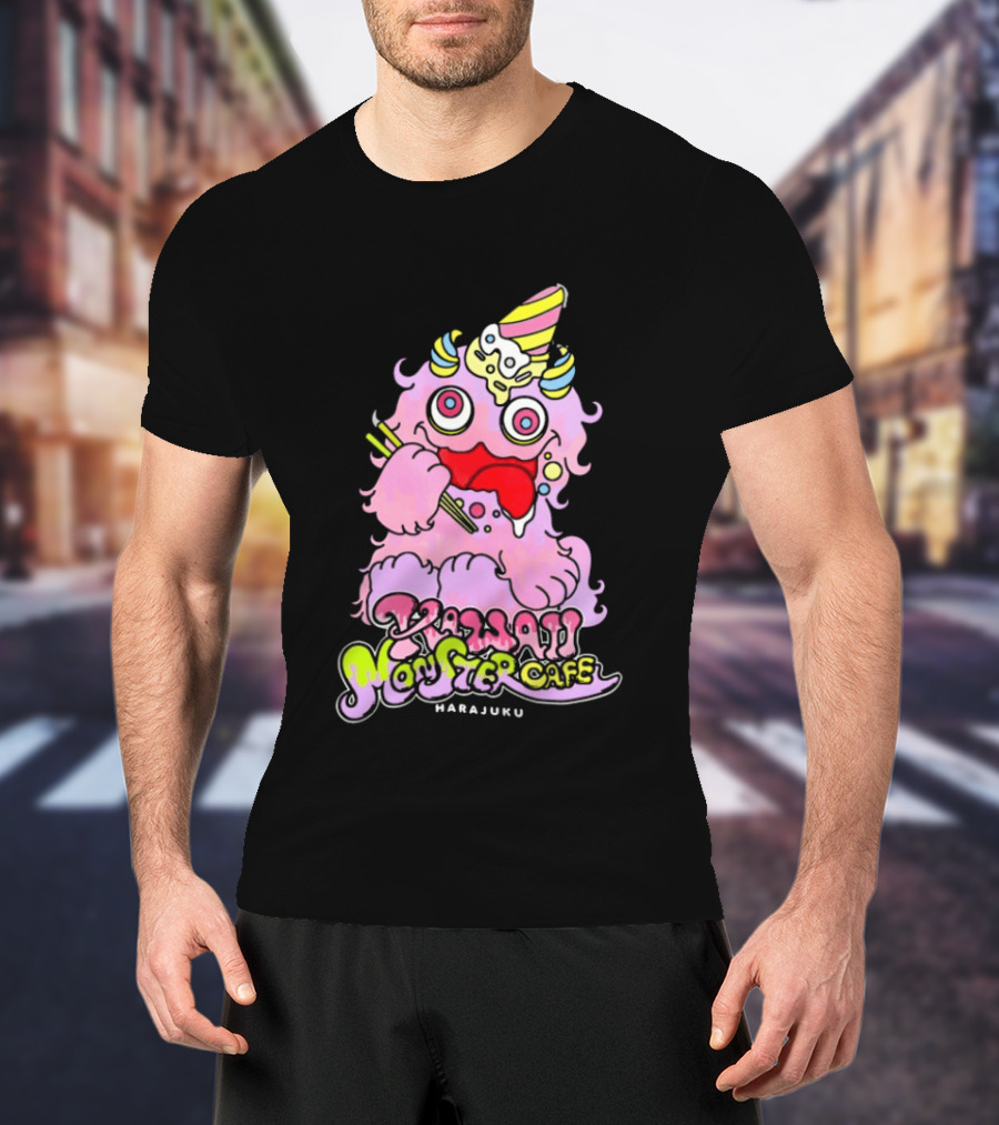 Kawaii Monster Cafe Harajuku Pink Fluffy Creature Fun T-Shirt