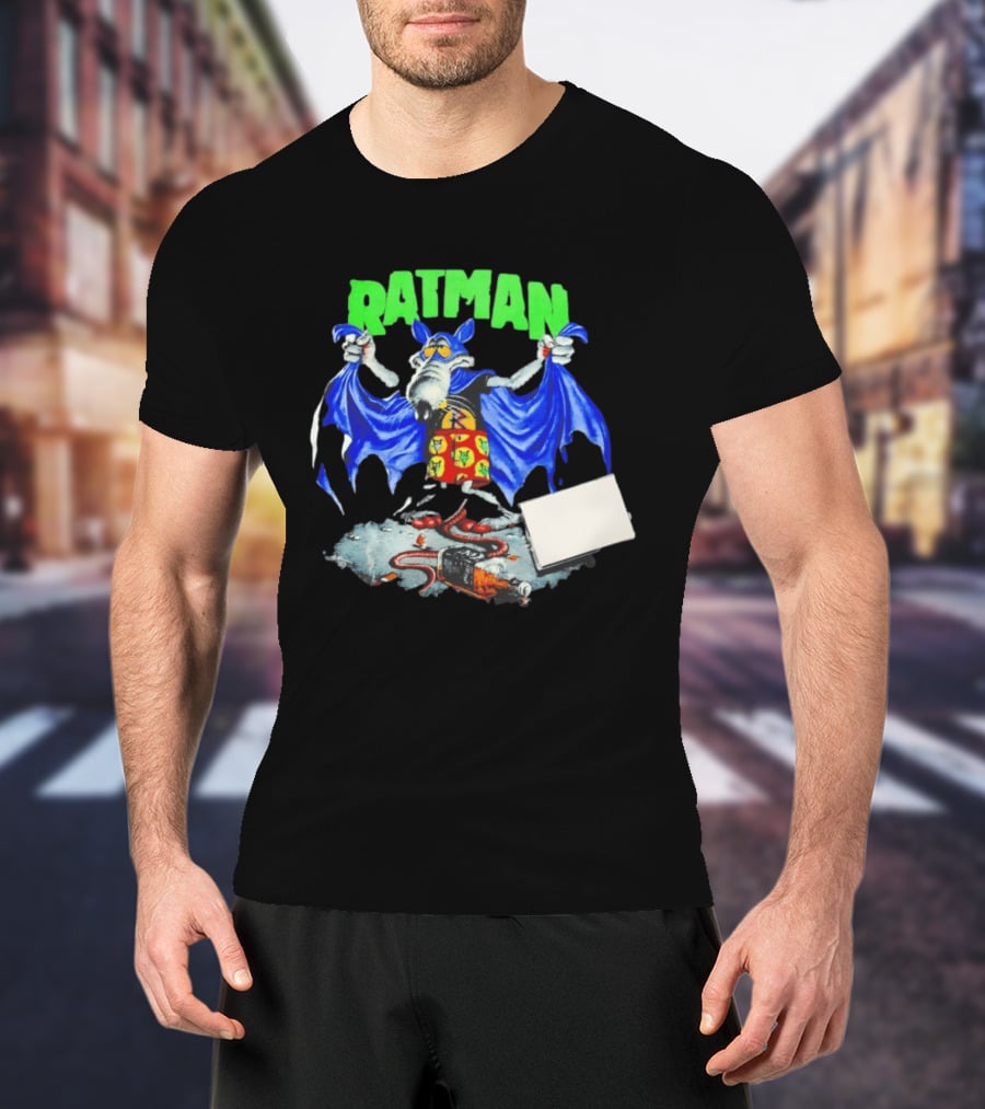 Ratman Comic Parody Superhero Character With Cape And Rats T-Shirt