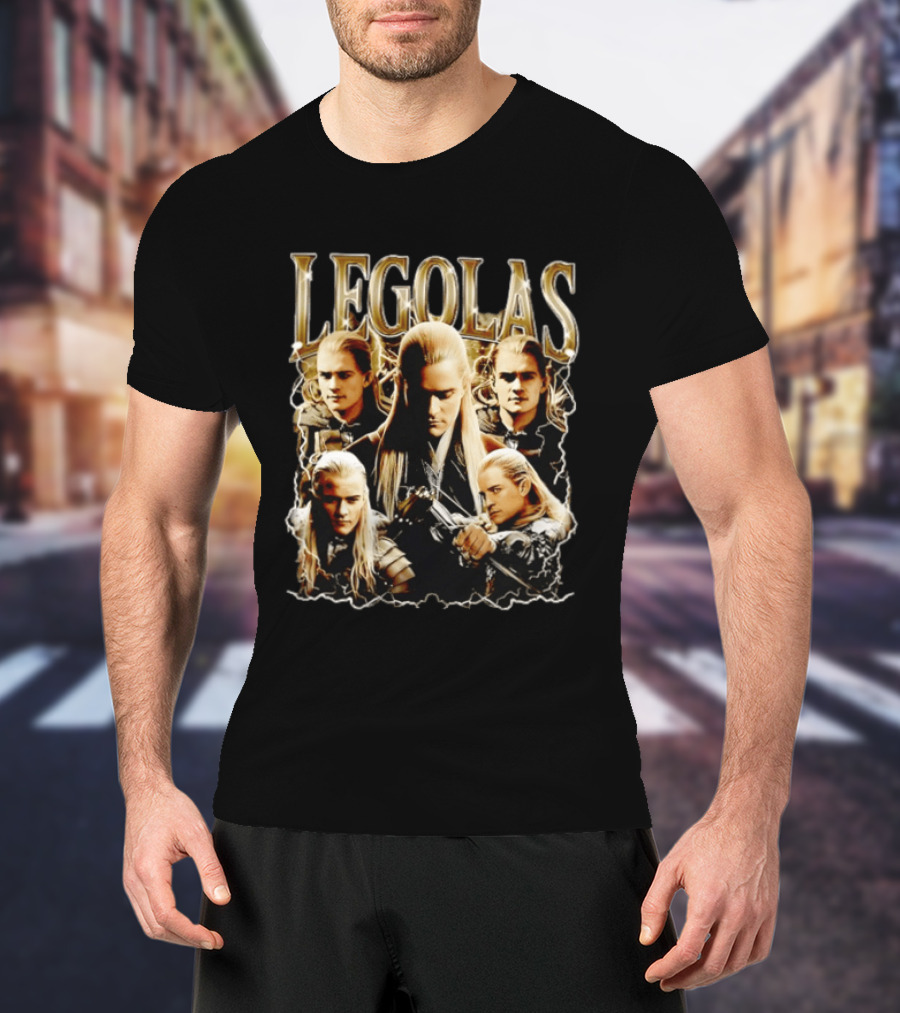 Legolas Character Collage From Lord Of The Rings T-Shirt