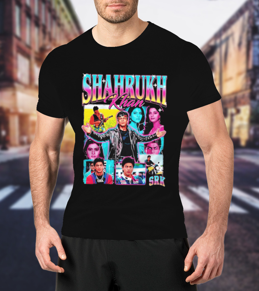 SHAHRUKH KHAN SRK Kajol Juhi Chawla Guitar Motorcycle T-Shirt