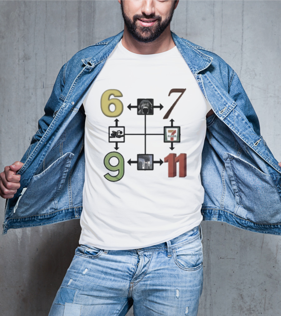 Six Seven Nine Eleven Numbers With Arrows T-Shirt