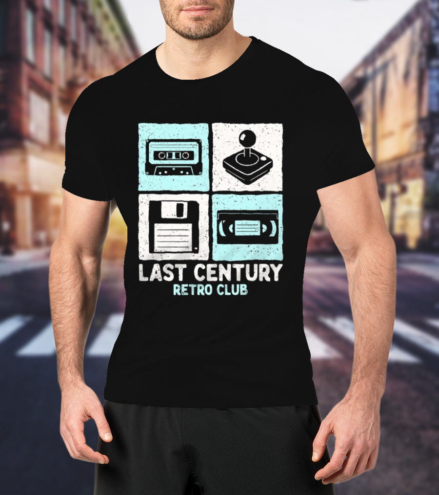 Last Century Retro Club Cassette Tape Joystick Floppy Disk Video Tape T-Shirt