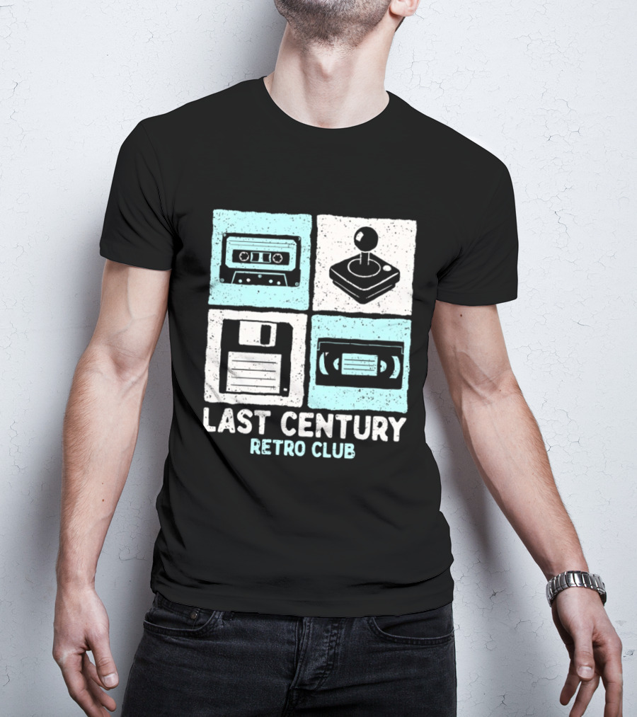 Last Century Retro Club Cassette Tape Joystick Floppy Disk Video Tape T-Shirt