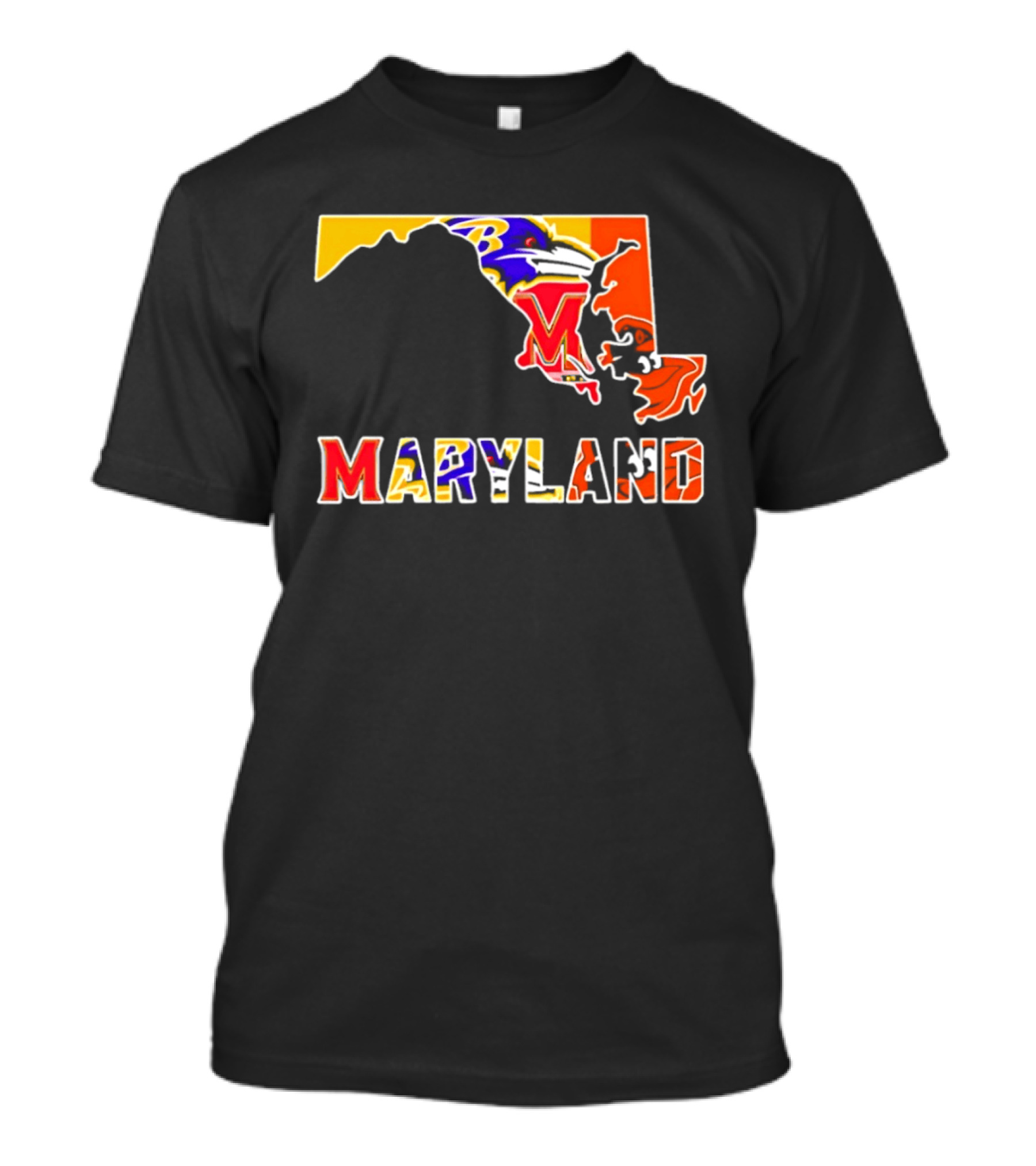 Maryland Ravens Terps State Map Sports Team Collage T-Shirt