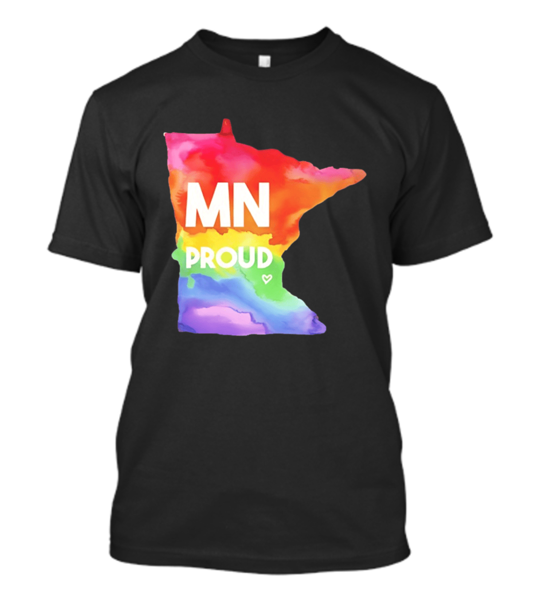 MN Proud Rainbow Heart Minnesota Map T-Shirt