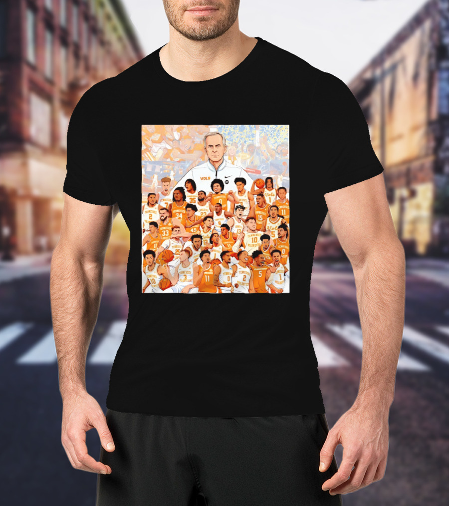 Tennessee Volunteers Basketball Team Illustration Coach Vols Players T-Shirt