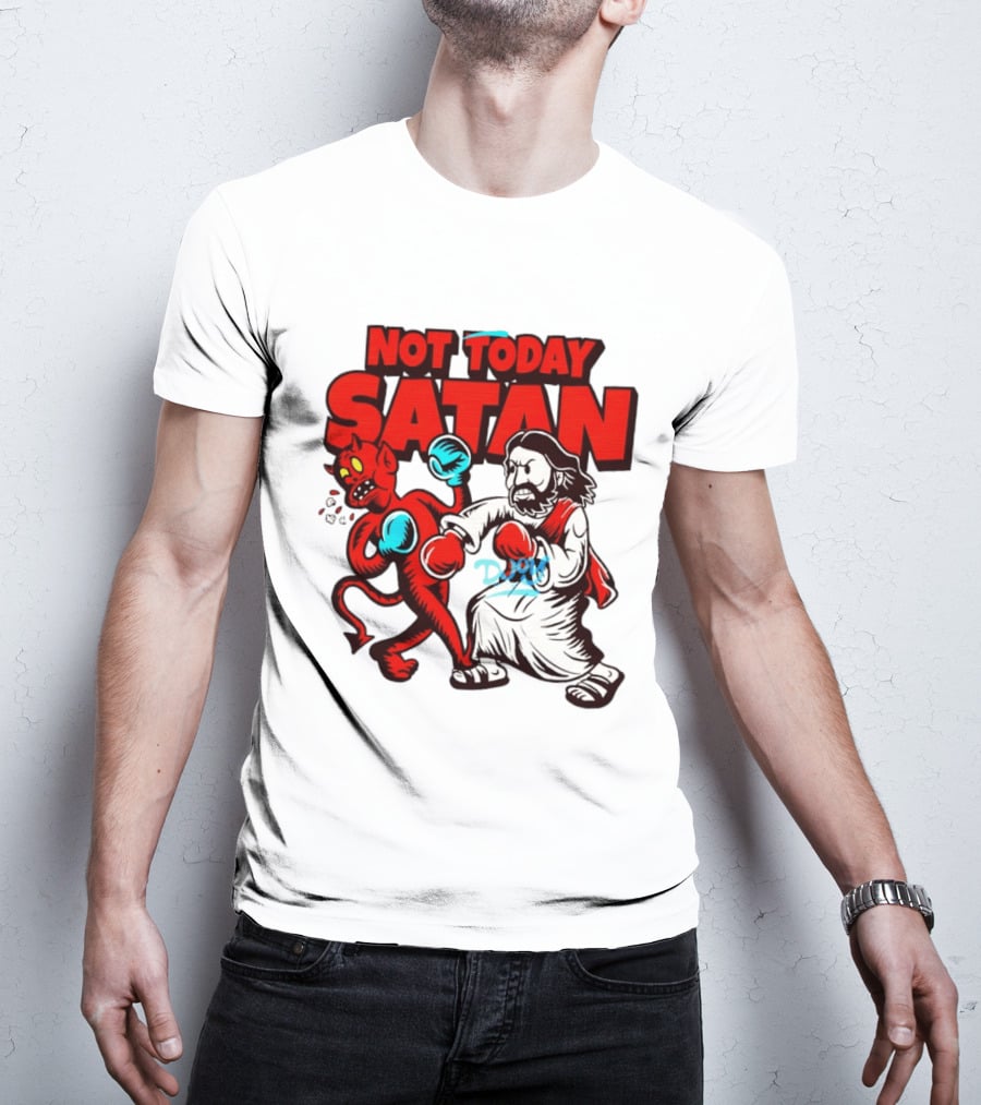 Not Today Satan God Versus Devil Boxing Match T-Shirt