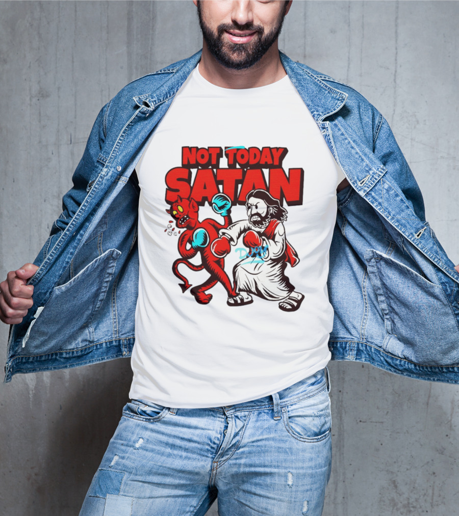 Not Today Satan God Versus Devil Boxing Match T-Shirt