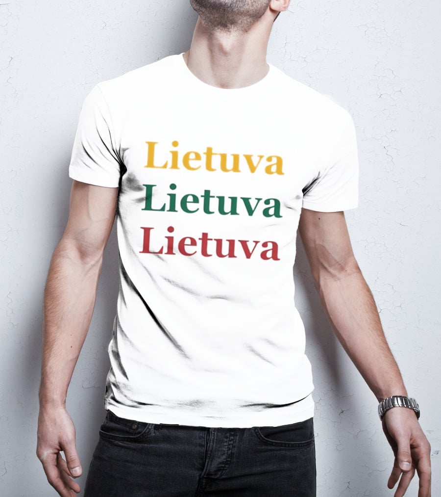 Lietuva Tricolor Text Bold Lithuania T-Shirt