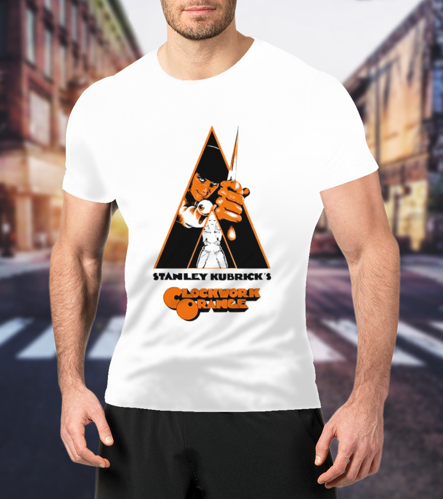 Work Orange Stanley Kubrick Iconic Image With Knife And Triangle T-Shirt
