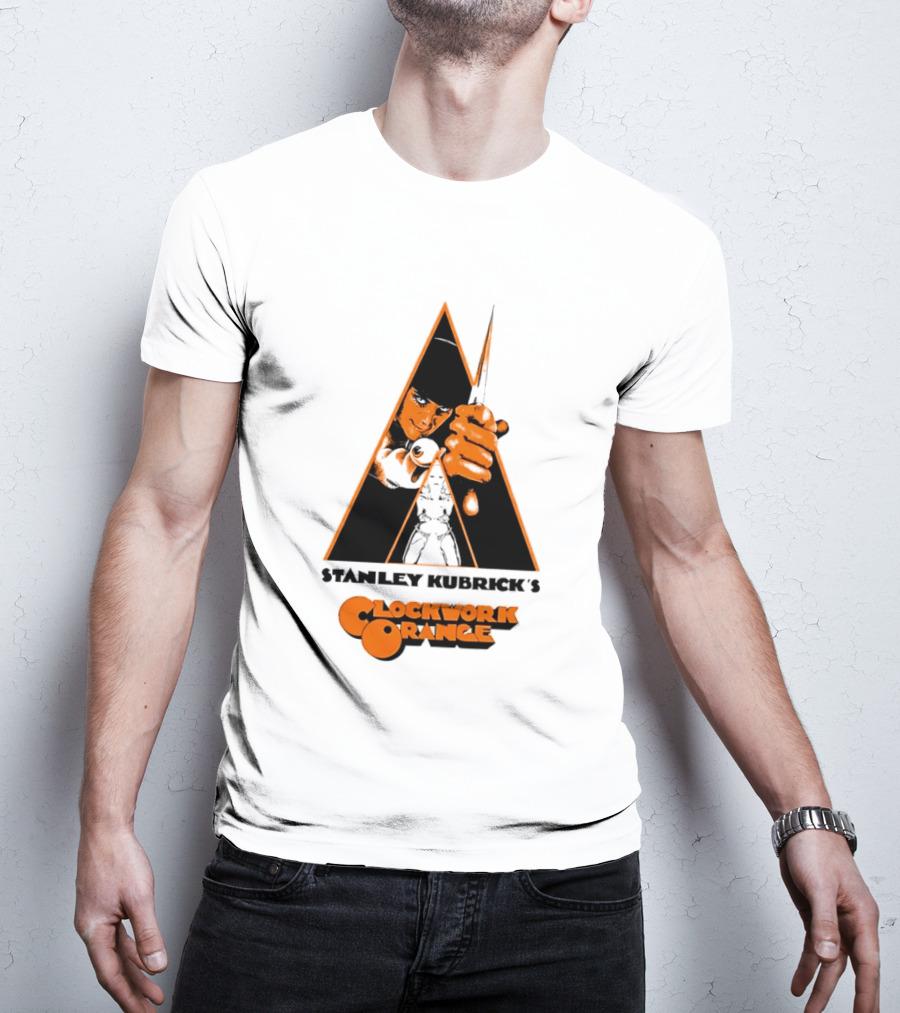 Work Orange Stanley Kubrick Iconic Image With Knife And Triangle T-Shirt