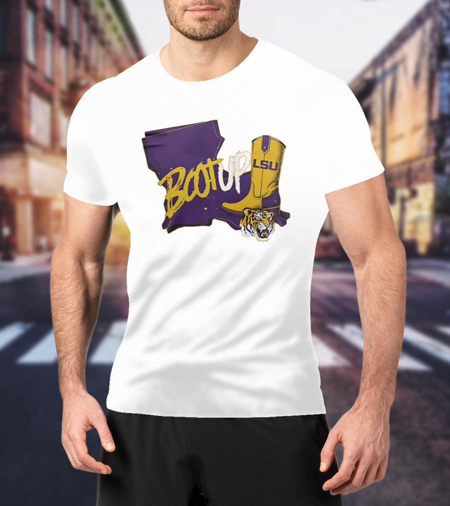 Welcome Home Coach Will Wade Boot Up LSU Tigers Louisiana Map And Boot With LSU Logo And Tiger Head T-Shirt