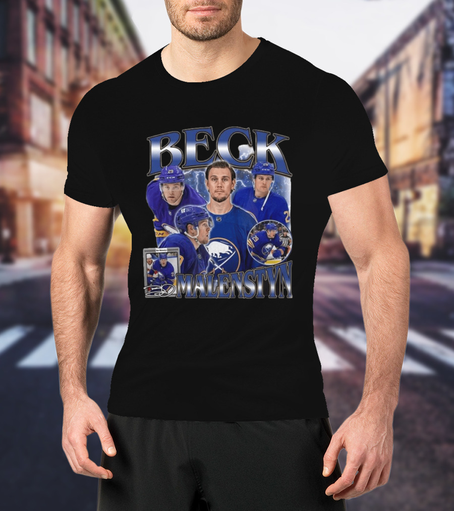 Beck Malenstyn Blue 29 Hockey Celebration T-Shirt