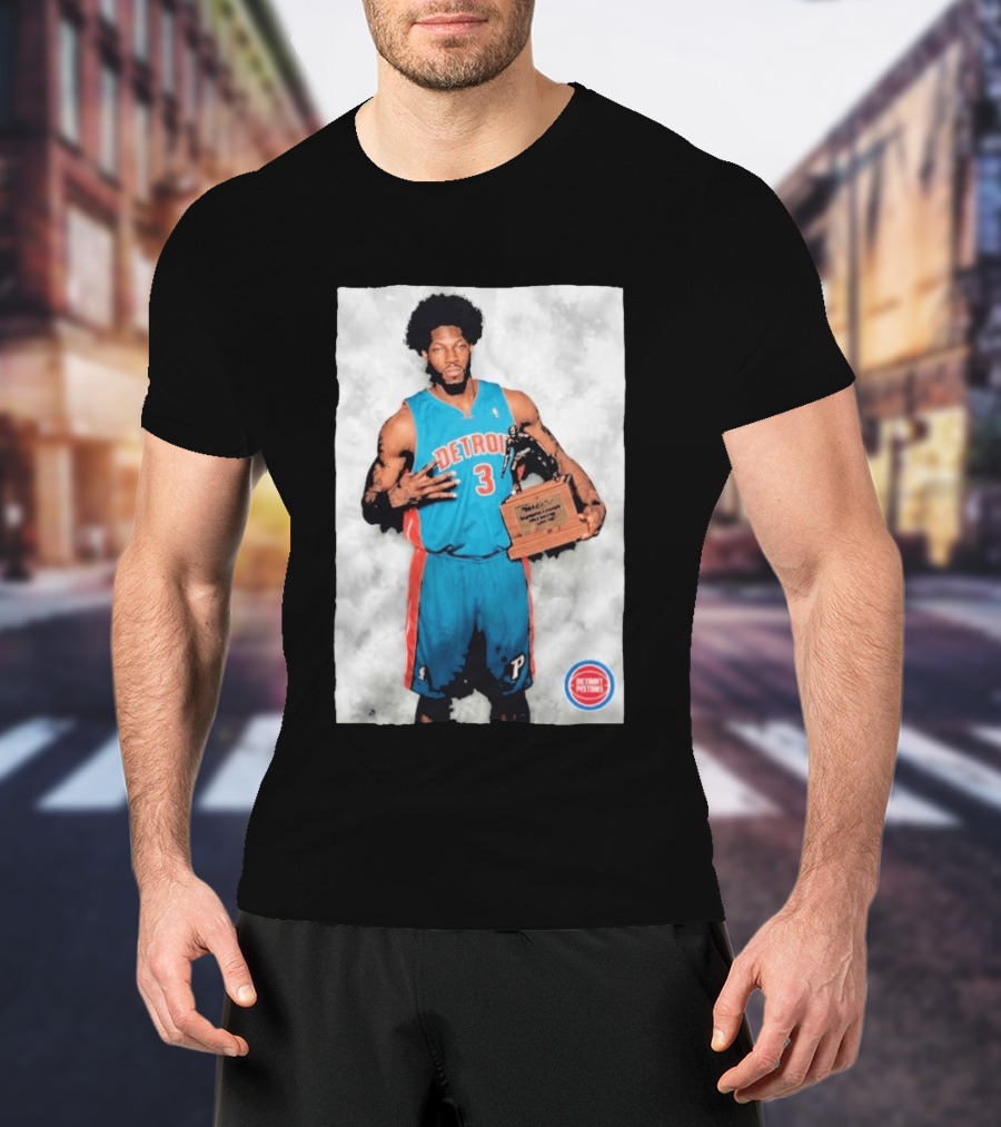 Ben Wallace Detroit Pistons Number 3 Defensive Player Of The Year MVP Recognition T-Shirt