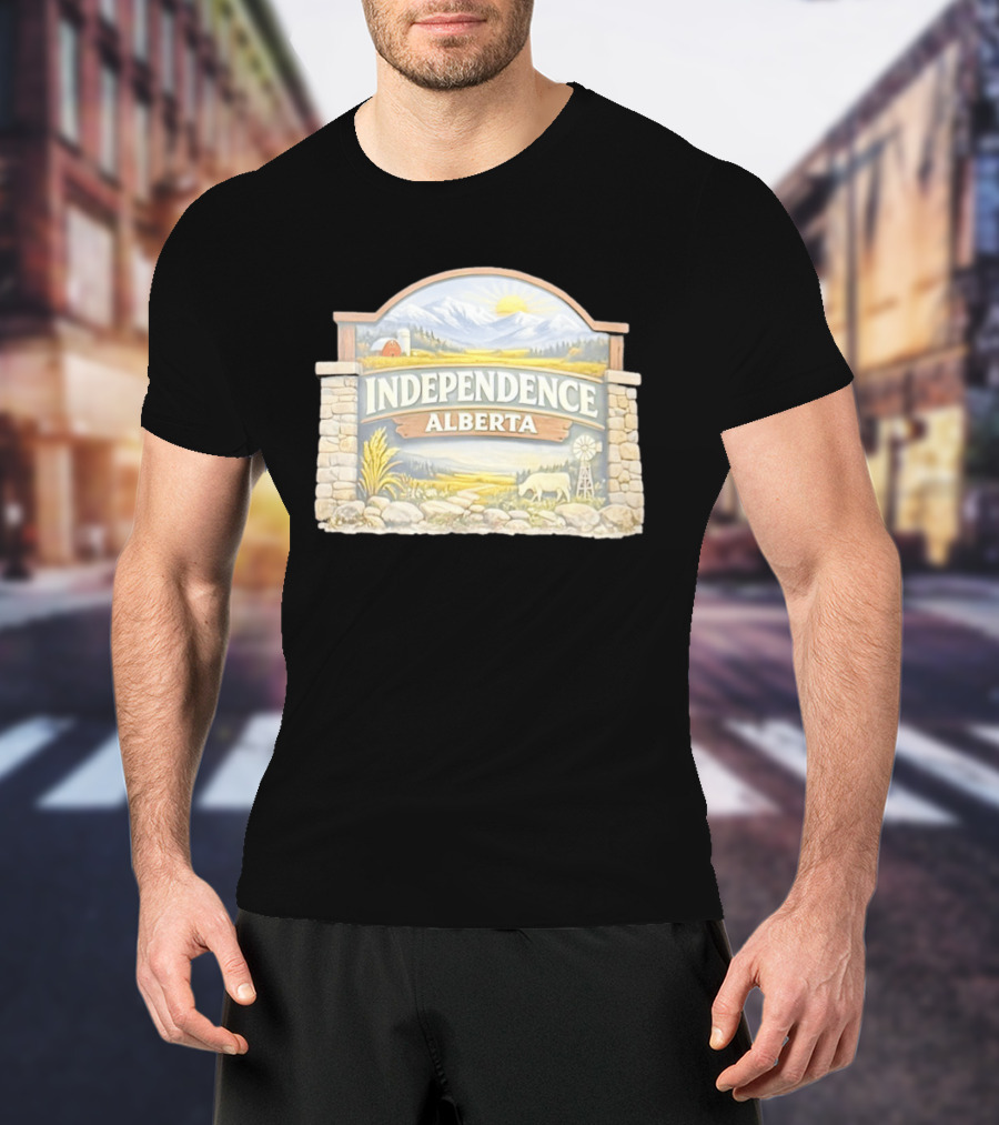 Independence Alberta Rural Landscape Sign Farm Scene T-Shirt